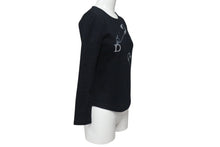 Load image into Gallery viewer, CHRISTIAN DIOR クリスチャンディオール 安全ピン ロンT 長袖Tシャツ ラインストーン ブラック シルバー サイズ10 美品 中古 4b001941