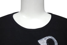 Load image into Gallery viewer, CHRISTIAN DIOR クリスチャンディオール 安全ピン ロンT 長袖Tシャツ ラインストーン ブラック シルバー サイズ10 美品 中古 4b001941