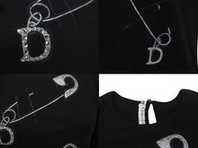 Load image into Gallery viewer, CHRISTIAN DIOR クリスチャンディオール 安全ピン ロンT 長袖Tシャツ ラインストーン ブラック シルバー サイズ10 美品 中古 4b001941