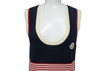 Load image into Gallery viewer, MONCLER モンクレール ボーダー ニット ワンピース ノースリーブ アイボリー ネイビー レッド ベージュ サイズM 美品 中古 4b001947