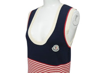 Load image into Gallery viewer, MONCLER モンクレール ボーダー ニット ワンピース ノースリーブ アイボリー ネイビー レッド ベージュ サイズM 美品 中古 4b001947