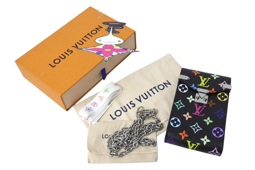 極美品 LOUIS VUITTON ルイヴィトン フォンポーチ メティス ショルダーバッグ M14098 モノグラム マルチカラー ブラック 村上隆 中古 4b001950