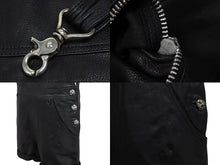 画像をギャラリービューアに読み込む, CHROME HEARTS クロムハーツ レザーサロペット サイズM クロスボールボタン ダガージップ シルバー925 ブラック 美品 中古 4b001952 