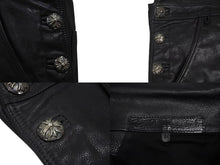 画像をギャラリービューアに読み込む, CHROME HEARTS クロムハーツ レザーサロペット サイズM クロスボールボタン ダガージップ シルバー925 ブラック 美品 中古 4b001952 