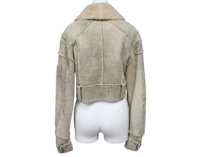 極美品 CHRISTIAN DIOR クリスチャンディオール ムートンジャケット 4A20127070 ラムスキン カーキ ベージュ サイズ36 中古 4b001960
