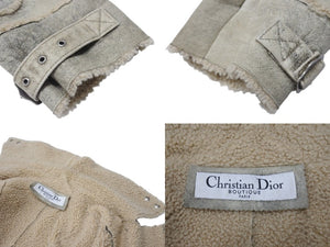 極美品 CHRISTIAN DIOR クリスチャンディオール ムートンジャケット 4A20127070 ラムスキン カーキ ベージュ サイズ36 中古 4b001960