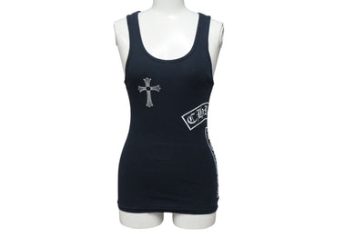 CHROME HEARTS クロムハーツ タンクトップ CHクロス アメリカ製 コットン ブラック ホワイト サイズM 良品 中古 4b001963 