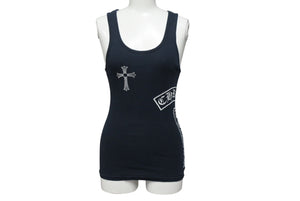 CHROME HEARTS クロムハーツ タンクトップ CHクロス アメリカ製 コットン ブラック ホワイト サイズM 良品 中古 4b001963 