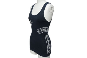 CHROME HEARTS クロムハーツ タンクトップ CHクロス アメリカ製 コットン ブラック ホワイト サイズM 良品 中古 4b001963 