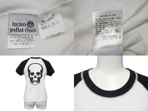 Lucien Pellat-Finet ルシアン ペラフィネ スカル半袖Tシャツ サイズS ラグラン プリント ホワイト ブラック 良品 中古 4b001964 