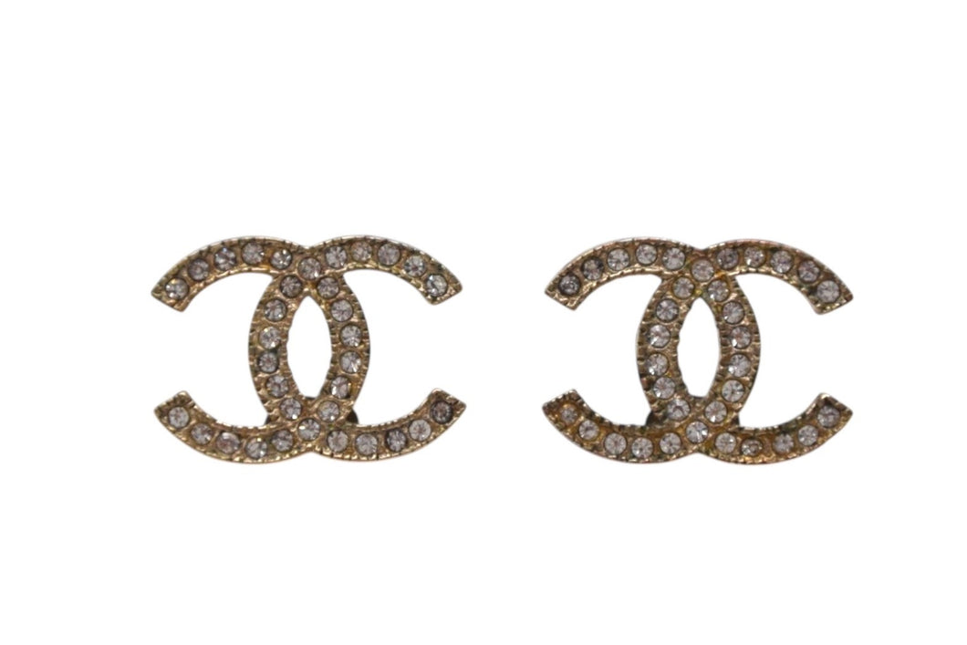 CHANEL シャネル ココマーク ピアス ゴールド メタル ラインストーン 重量約2.6g A14V刻印 両耳用 美品 中古 4b001973