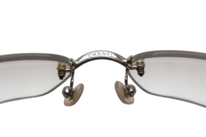 CHANEL シャネル リムレス サングラス 4017 c.124/6I サイズ62□17 120 ココマーク シルバー グレー 美品 中古 4b001977