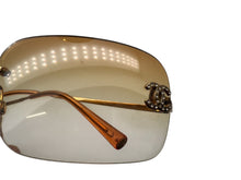 Load image into Gallery viewer, CHANEL シャネル リムレス サングラス サイズ62□17 120 ココマーク ラインストーン オレンジ イエロー 美品 中古 4b001978