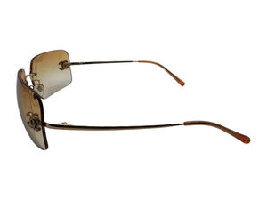 CHANEL シャネル リムレス サングラス サイズ62□17 120 ココマーク ラインストーン オレンジ イエロー 美品 中古 4b001978