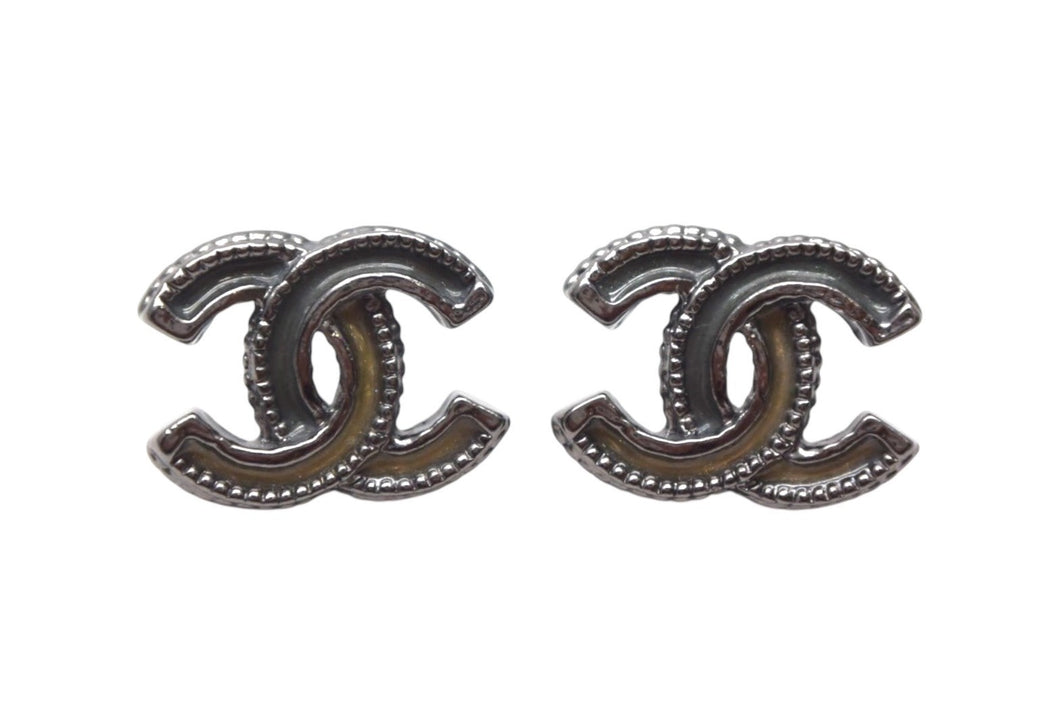 CHANEL シャネル ココマーク ラウンドチェーン ピアス A12A 重量約6.0g グレー イエロー シルバー メタル 両耳用 美品 中古 4b001980