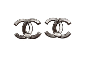 極美品 CHANEL シャネル ココマーク ピアス 重量約3.2g 15P刻印 メタル ラインストーン シルバー クリア 両耳用 中古 4b001983