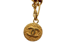 Load image into Gallery viewer, 極美品 CHANEL シャネル チェーンベルト A01427 ココマーク メタル レザー GP ゴールド レッド 小物 中古 4b001993