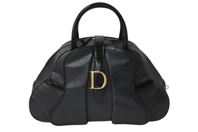 Christian Dior クリスチャンディオール ハンドバッグ MA-0011 レザー トロッター柄 ガリアーノ期 ブラック系 美品 中古 4b001998