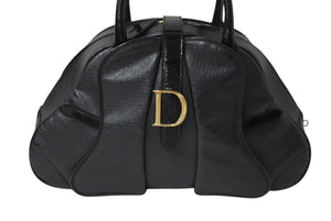 Christian Dior クリスチャンディオール ハンドバッグ MA-0011 レザー トロッター柄 ガリアーノ期 ブラック系 美品 中古 4b001998