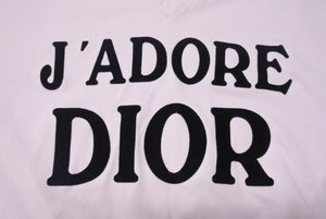 極美品 CHRISTIAN DIOR クリスチャンディオール J'ADORE Vネック 半袖Tシャツ ロゴ 3H16155400 コットン ピンク サイズ40 中古 4b001999