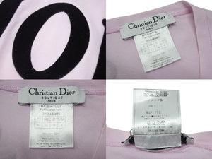 極美品 CHRISTIAN DIOR クリスチャンディオール J'ADORE Vネック 半袖Tシャツ ロゴ 3H16155400 コットン ピンク サイズ40 中古 4b001999