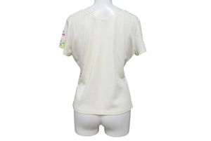 CHRISTIAN DIOR クリスチャンディオール フローラルプリント Vネック 半袖Tシャツ 6P16155471 アイボリー マルチカラー サイズ40 美品 中古 4b002000