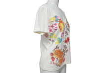Load image into Gallery viewer, CHRISTIAN DIOR クリスチャンディオール フローラルプリント Vネック 半袖Tシャツ 6P16155471 アイボリー マルチカラー サイズ40 美品 中古 4b002000