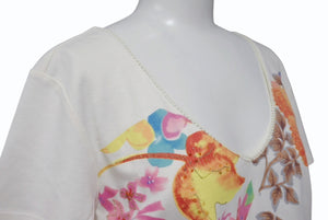 CHRISTIAN DIOR クリスチャンディオール フローラルプリント Vネック 半袖Tシャツ 6P16155471 アイボリー マルチカラー サイズ40 美品 中古 4b002000
