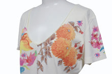 Load image into Gallery viewer, CHRISTIAN DIOR クリスチャンディオール フローラルプリント Vネック 半袖Tシャツ 6P16155471 アイボリー マルチカラー サイズ40 美品 中古 4b002000