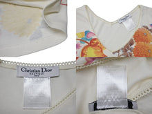 Load image into Gallery viewer, CHRISTIAN DIOR クリスチャンディオール フローラルプリント Vネック 半袖Tシャツ 6P16155471 アイボリー マルチカラー サイズ40 美品 中古 4b002000