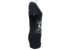Ed Hardy エドハーディ LOVE KILLS SLOWLY 半袖Tシャツ サイズXS コットン ラインストーン ブラック 美品 中古 4b002005