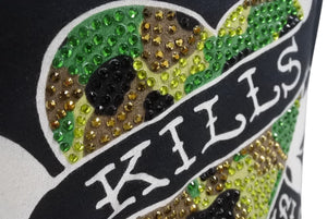 Ed Hardy エドハーディ LOVE KILLS SLOWLY 半袖Tシャツ サイズXS コットン ラインストーン ブラック 美品 中古 4b002005