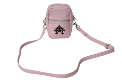 新品未使用 CHROME HEARTS クロムハーツ TAKA MINI ショルダーバッグ セメタリー クロスパッチ レザー ピンク 中古 4b002041