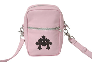 新品未使用 CHROME HEARTS クロムハーツ TAKA MINI ショルダーバッグ セメタリー クロスパッチ レザー ピンク 中古 4b002041