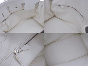 極美品 HERMES エルメス BIRKIN バーキン35 ホワイト シルバー金具 トリヨンクレマンス ハンドバッグ □K刻印 中古 4b002042