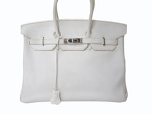 Load image into Gallery viewer, 極美品 HERMES エルメス BIRKIN バーキン35 ホワイト シルバー金具 トリヨンクレマンス ハンドバッグ □K刻印 中古 4b002042