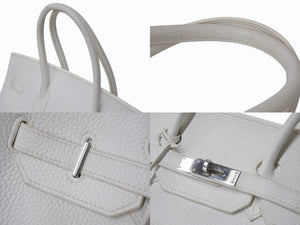 極美品 HERMES エルメス BIRKIN バーキン35 ホワイト シルバー金具 トリヨンクレマンス ハンドバッグ □K刻印 中古 4b002042