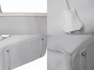 極美品 HERMES エルメス BIRKIN バーキン35 ホワイト シルバー金具 トリヨンクレマンス ハンドバッグ □K刻印 中古 4b002042