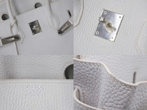 極美品 HERMES エルメス BIRKIN バーキン35 ホワイト シルバー金具 トリヨンクレマンス ハンドバッグ □K刻印 中古 4b002042