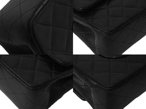 極美品 CHANEL シャネル マトラッセ25 Wフラップ Wチェーンショルダーバッグ 2番台 ラムスキン ココマーク ブラック ゴールド金具 中古 4b002043