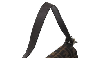 FENDI フェンディ マンマバケット ワンショルダーバッグ 26424 ズッカ柄 ブラウン キャンバス レザー シルバー金具 美品 中古 4b002044