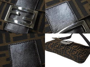 FENDI フェンディ マンマバケット ワンショルダーバッグ 26424 ズッカ柄 ブラウン キャンバス レザー シルバー金具 美品 中古 4b002044