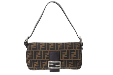 FENDI フェンディ マンマバケット ワンショルダーバッグ 26424 ズッカ柄 ブラウン キャンバス レザー シルバー金具 美品 中古 4b002045