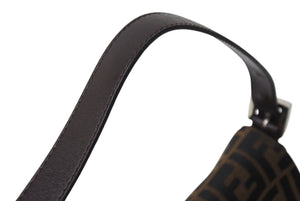FENDI フェンディ マンマバケット ワンショルダーバッグ 26424 ズッカ柄 ブラウン キャンバス レザー シルバー金具 美品 中古 4b002045