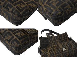 FENDI フェンディ マンマバケット ワンショルダーバッグ 26424 ズッカ柄 ブラウン キャンバス レザー シルバー金具 美品 中古 4b002046