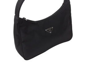 極美品 PRADA プラダ ホーボー ハンドバッグ ワンショルダーバッグ MV515 トライアングルロゴ ナイロン ブラック 中古 4b002047