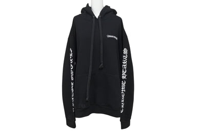 CHROME HEARTS クロムハーツ プルオーバーパーカー スクロールロゴ rn97729 サイズXXL コットン ブラック 美品 中古 4b002050