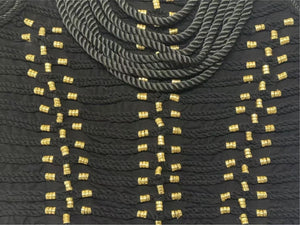 BALMAIN x H&amp;M バルマン ロープエンベリッシュメントトップ 編み込みブラウス 101255 ブラウス サイズ 36 6 ブラック ゴールド 美品 中古 4b002051 