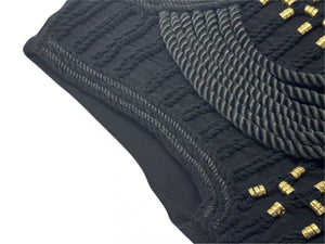 BALMAIN x H&amp;M バルマン ロープエンベリッシュメントトップ 編み込みブラウス 101255 ブラウス サイズ 36 6 ブラック ゴールド 美品 中古 4b002051 