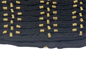 BALMAIN x H&amp;M バルマン ロープエンベリッシュメントトップ 編み込みブラウス 101255 ブラウス サイズ 36 6 ブラック ゴールド 美品 中古 4b002051 